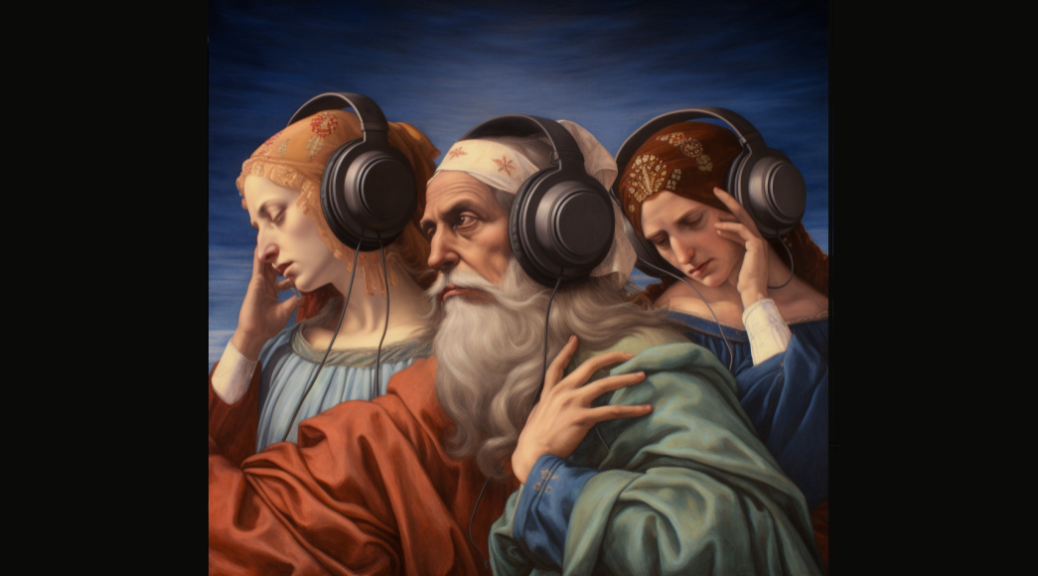 Podcast Gods headphones broadcast wisdom